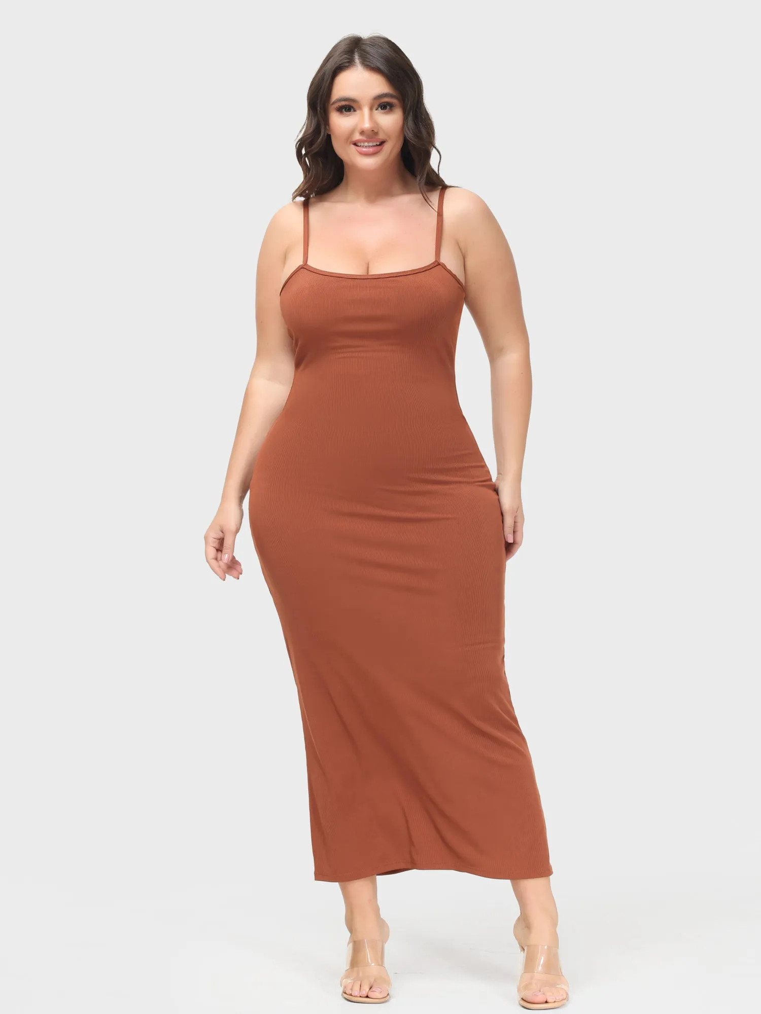 Midsize Goddess Slip Long Dress With Built-in Shapewear