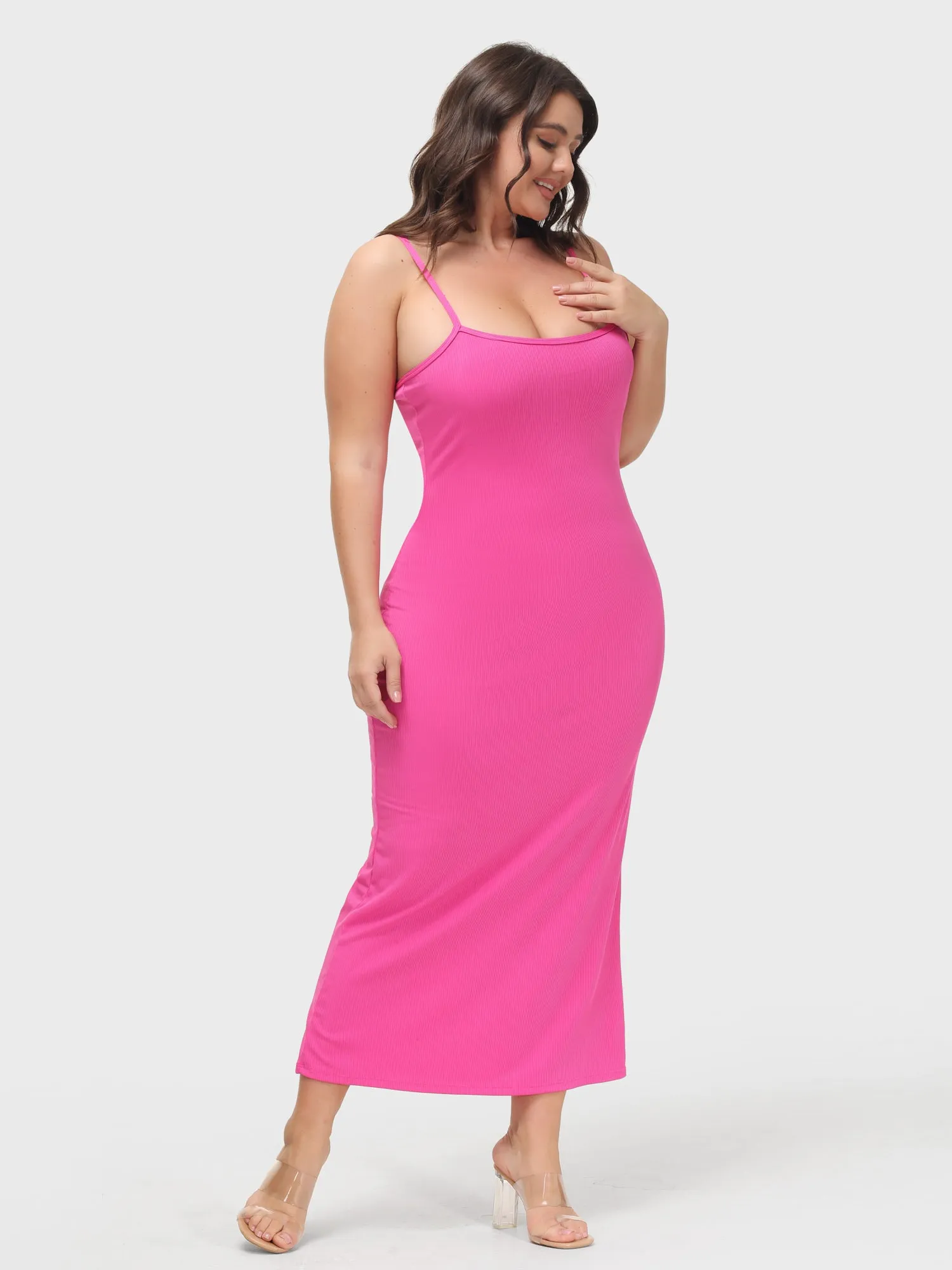 Midsize Goddess Slip Long Dress With Built-in Shapewear