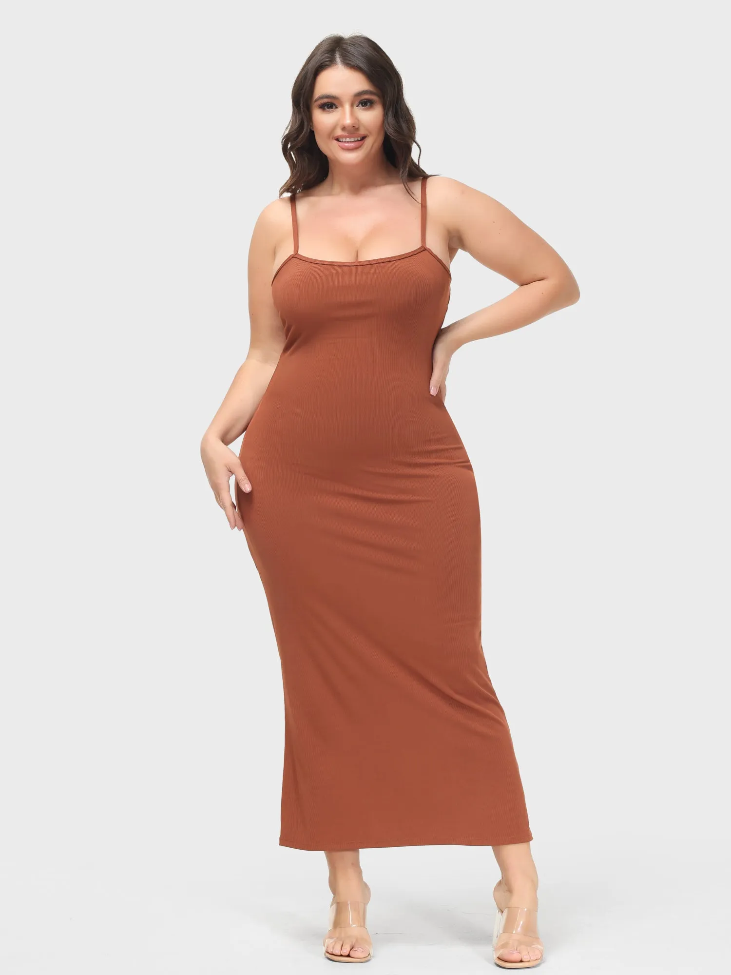 Midsize Goddess Slip Long Dress With Built-in Shapewear