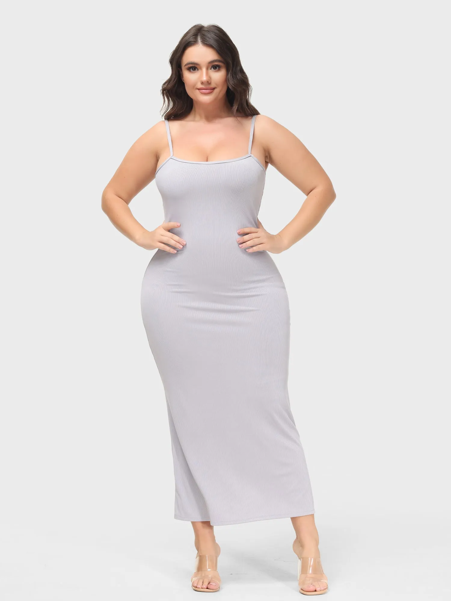 Midsize Goddess Slip Long Dress With Built-in Shapewear