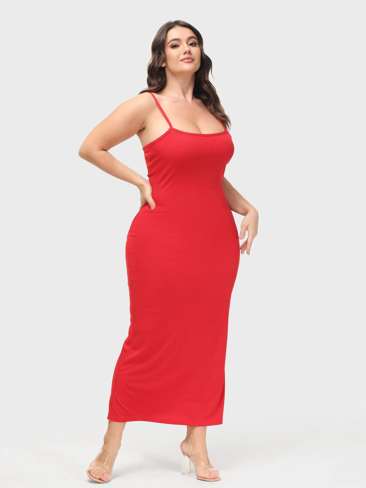 Midsize Goddess Slip Long Dress With Built-in Shapewear