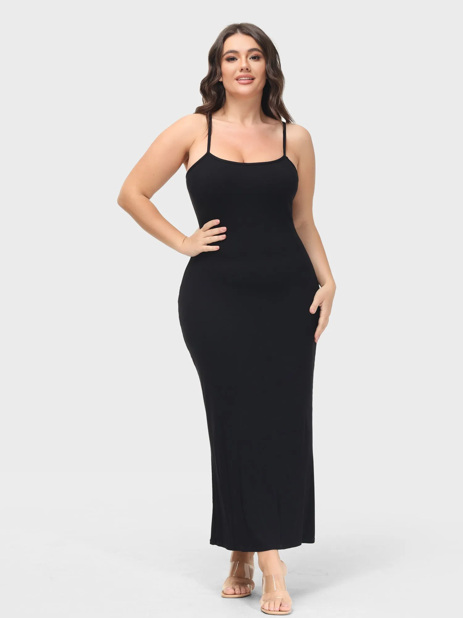 Midsize Goddess Slip Long Dress With Built-in Shapewear