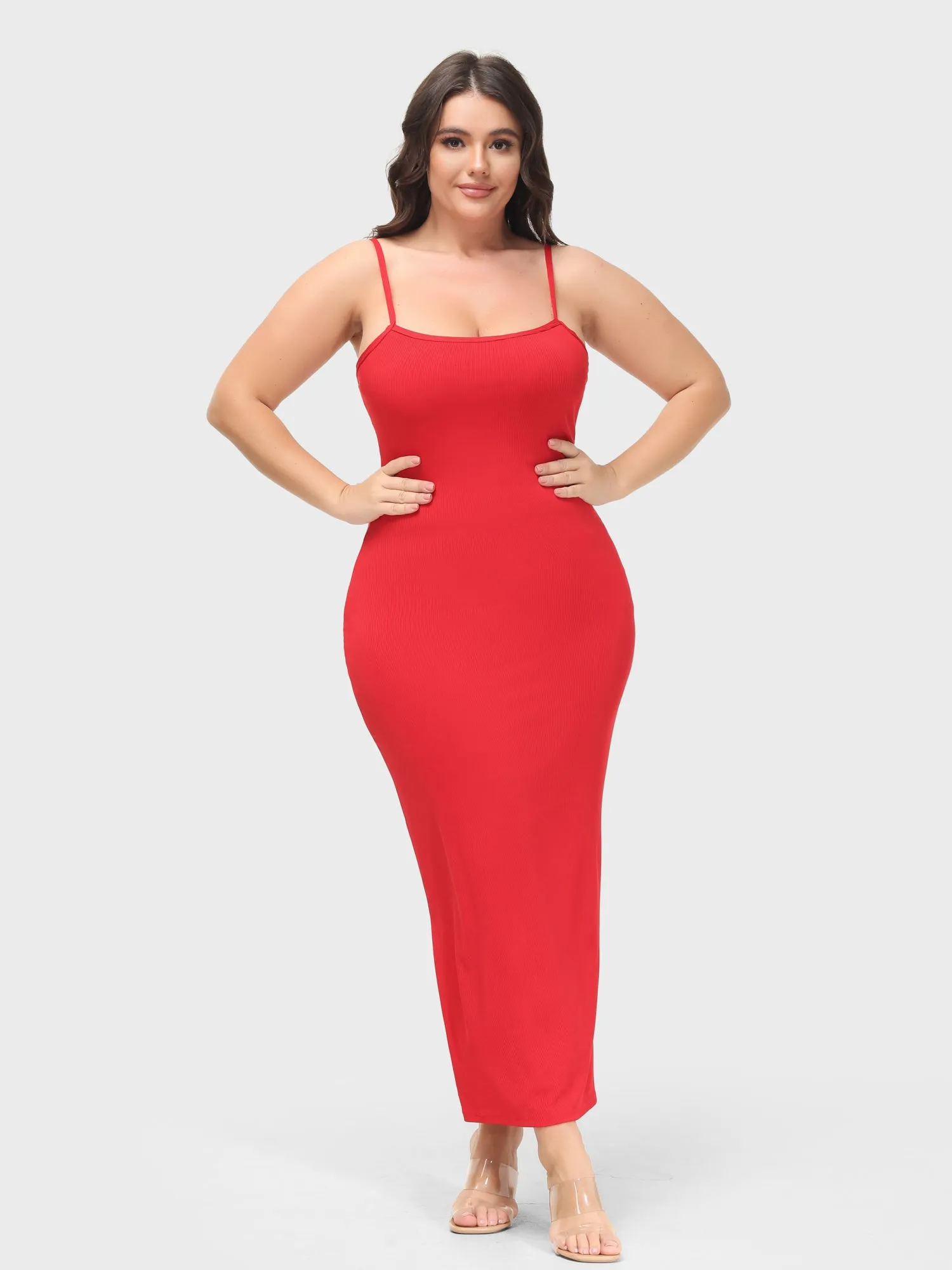 Midsize Goddess Slip Long Dress With Built-in Shapewear