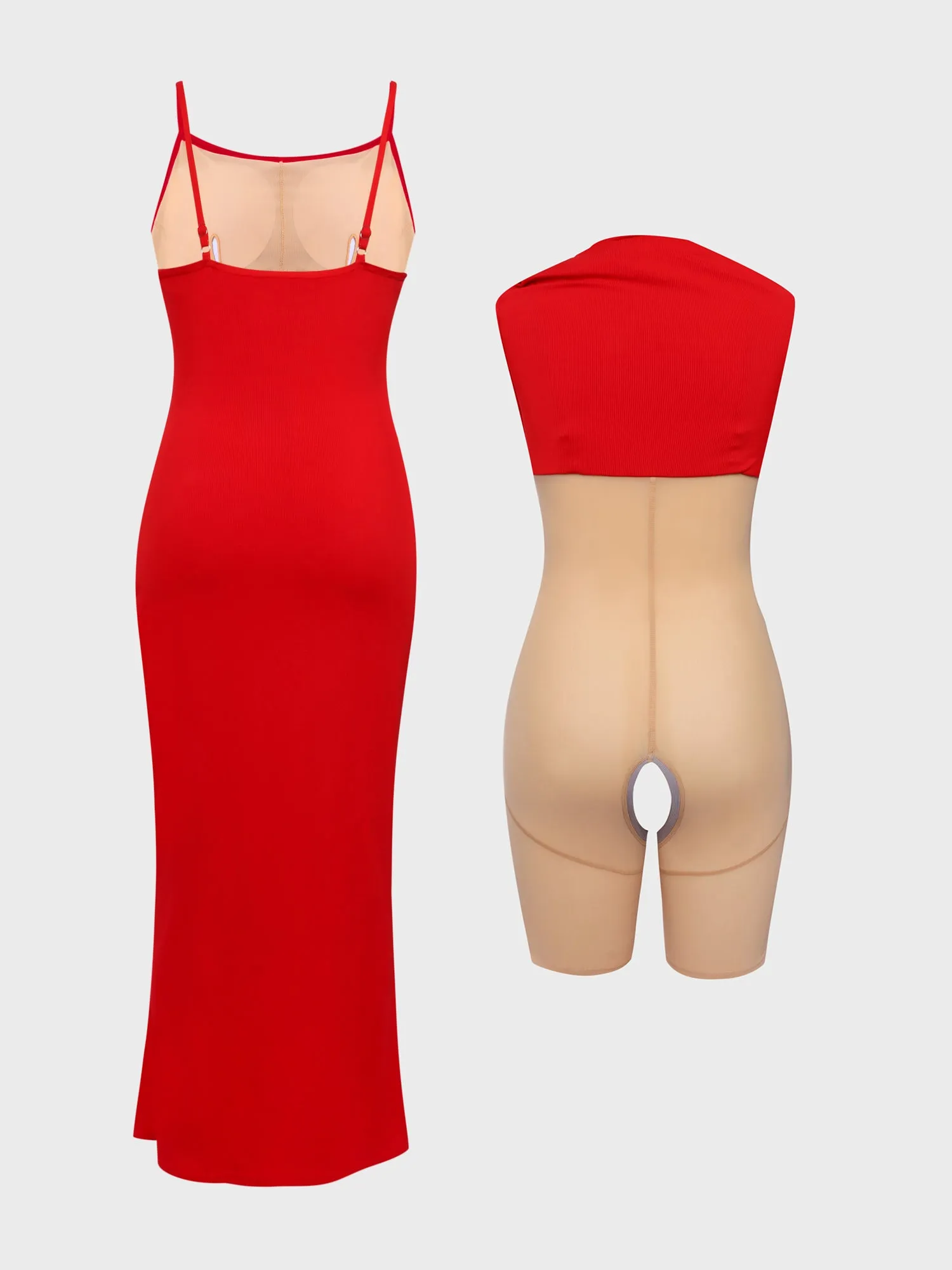 Midsize Goddess Slip Long Dress With Built-in Shapewear