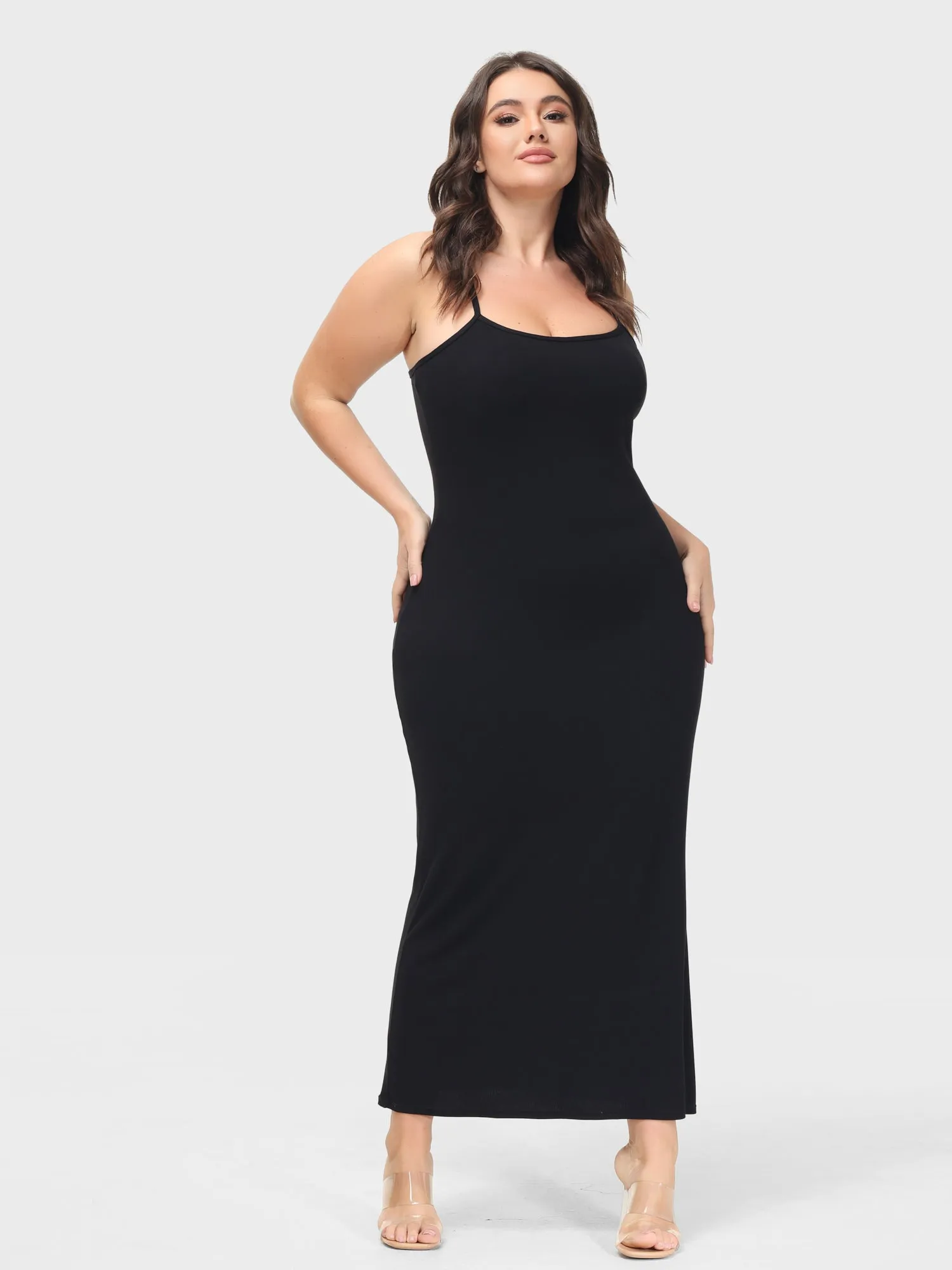 Midsize Goddess Slip Long Dress With Built-in Shapewear