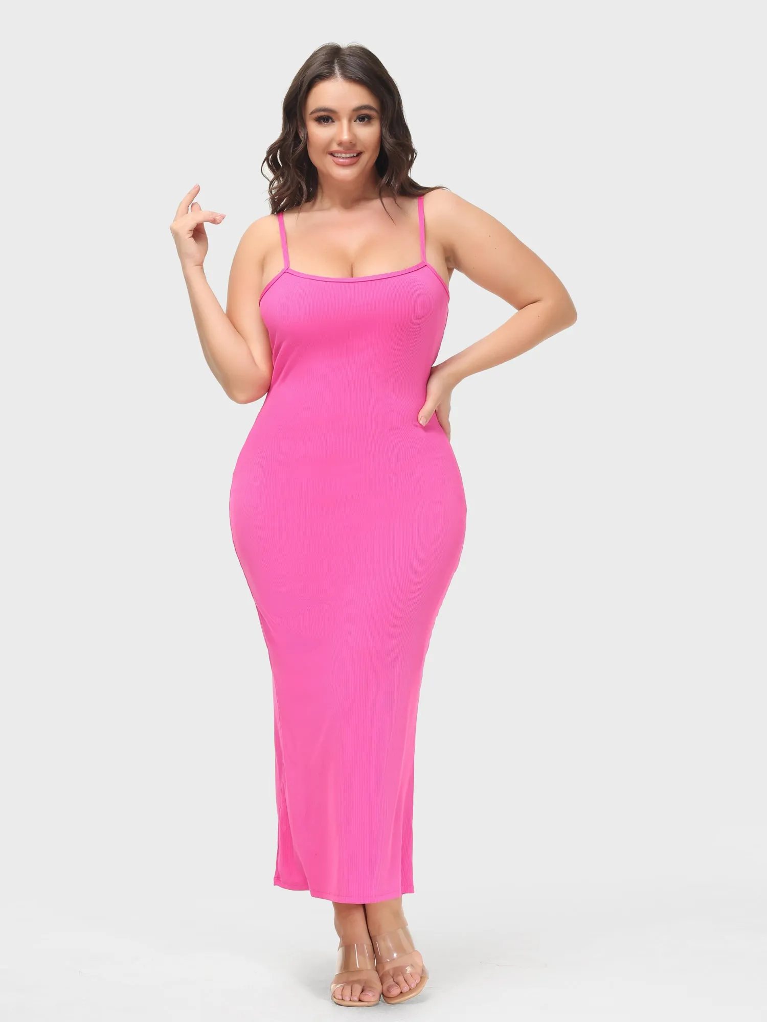 Midsize Goddess Slip Long Dress With Built-in Shapewear