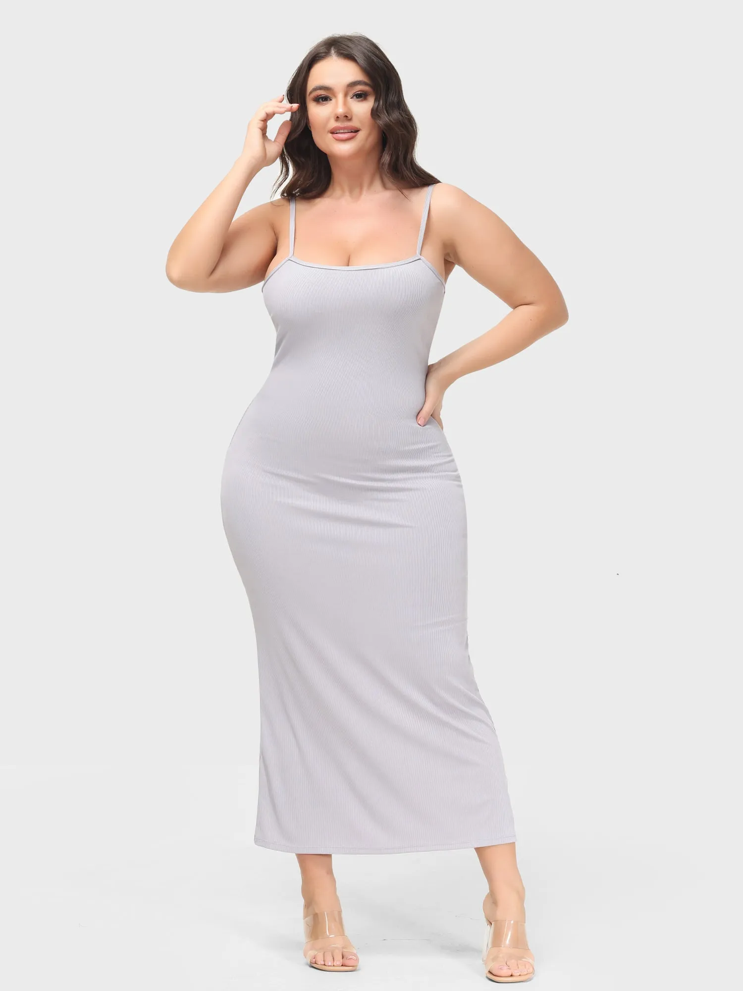 Midsize Goddess Slip Long Dress With Built-in Shapewear