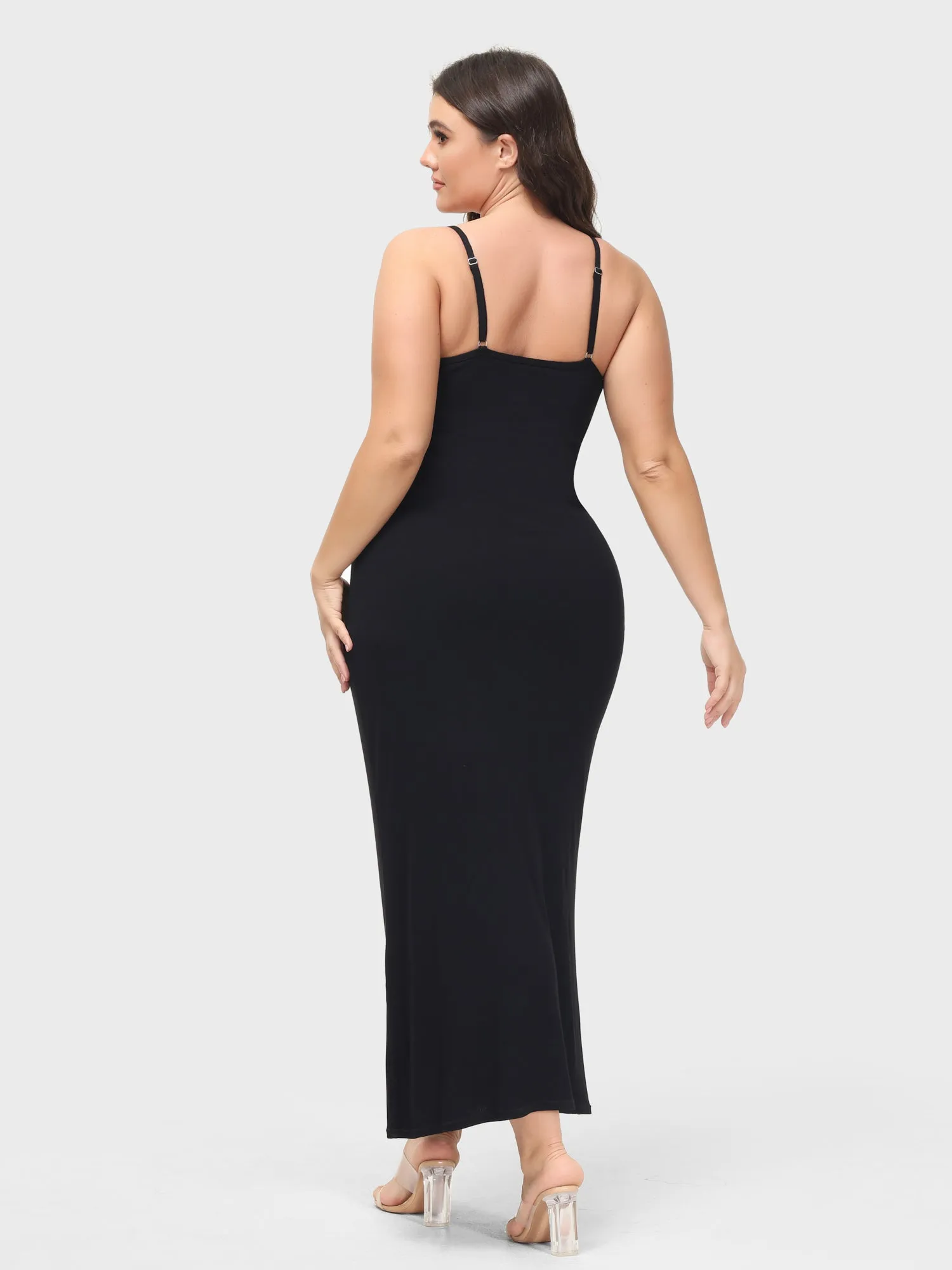 Midsize Goddess Slip Long Dress With Built-in Shapewear