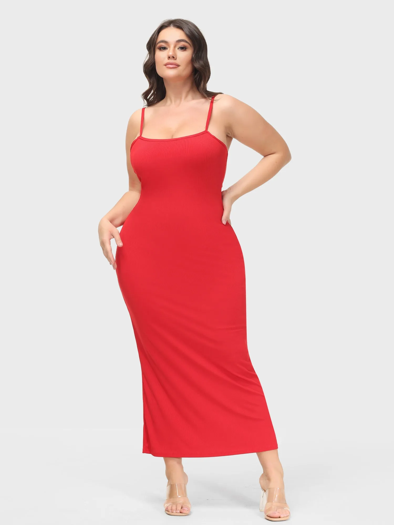 Midsize Goddess Slip Long Dress With Built-in Shapewear