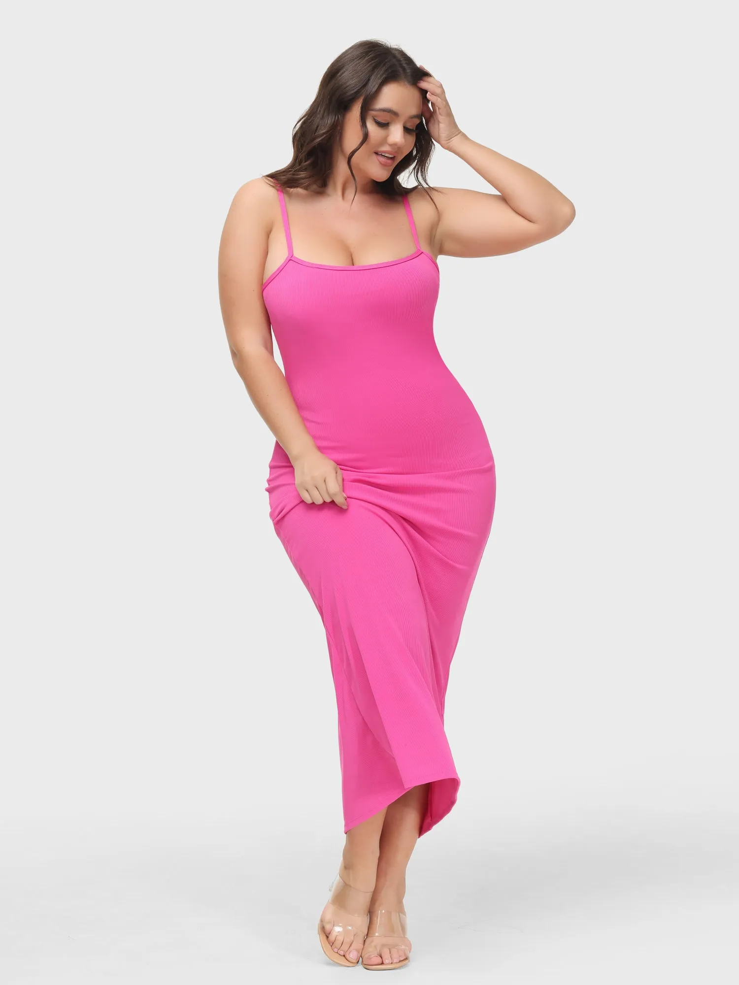 Midsize Goddess Slip Long Dress With Built-in Shapewear