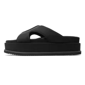 ROAM Women's Side Scoop Stack Platform Sandals - Black Neoprene