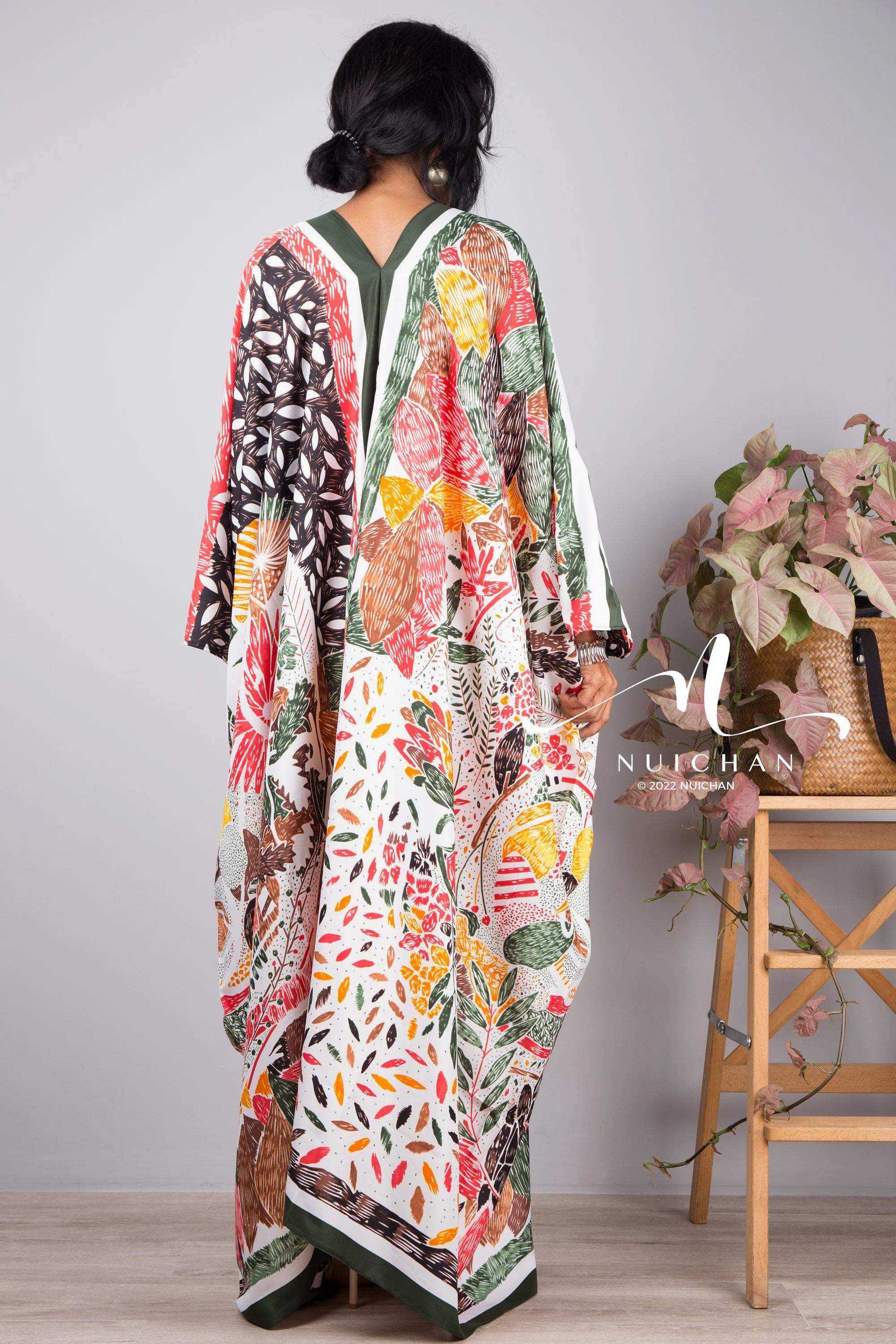 Silky satin kaftan dress