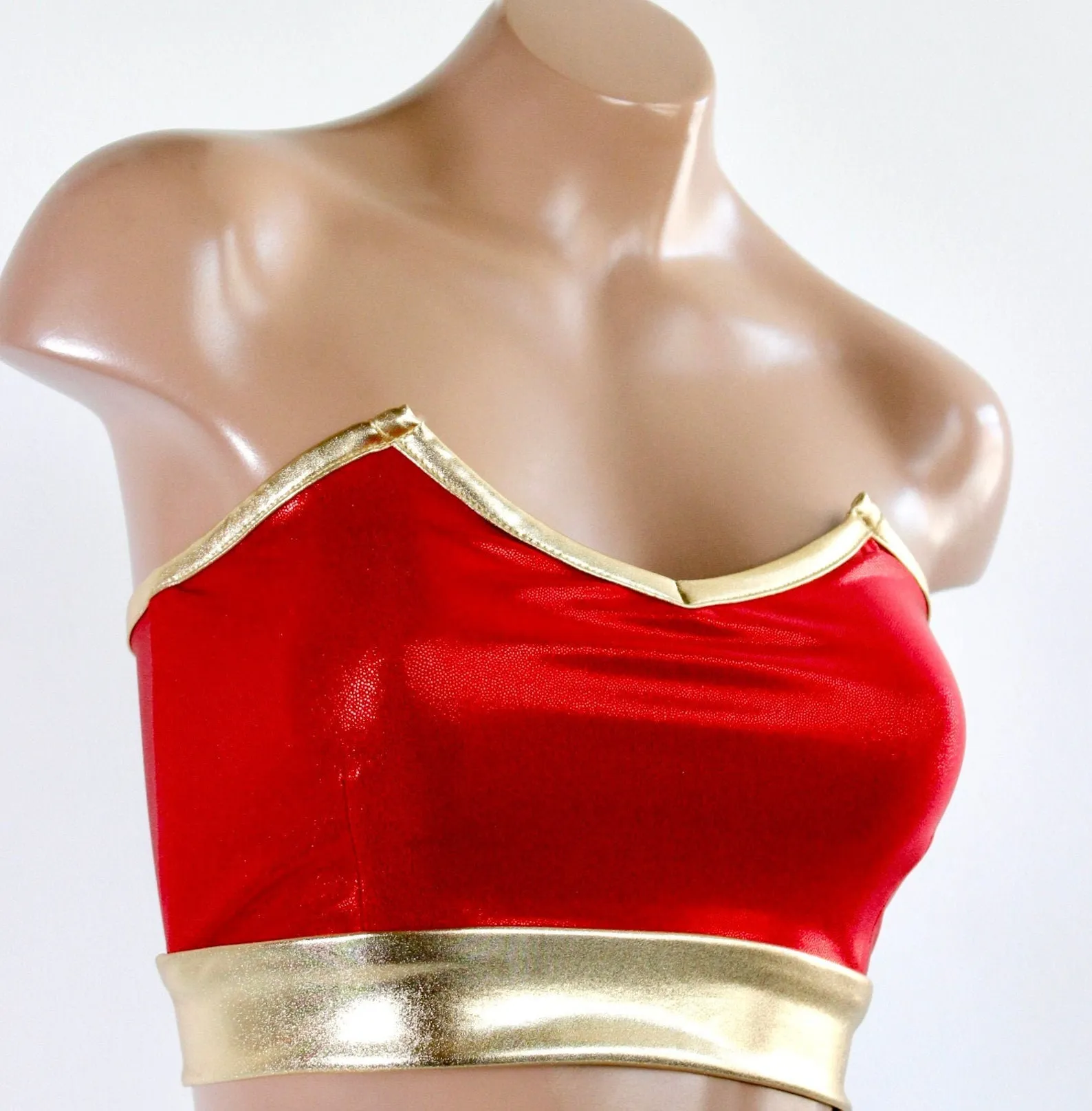 Star Superheroine Bustier Top and Classic Bottoms with Gold Trim Set with Lasso