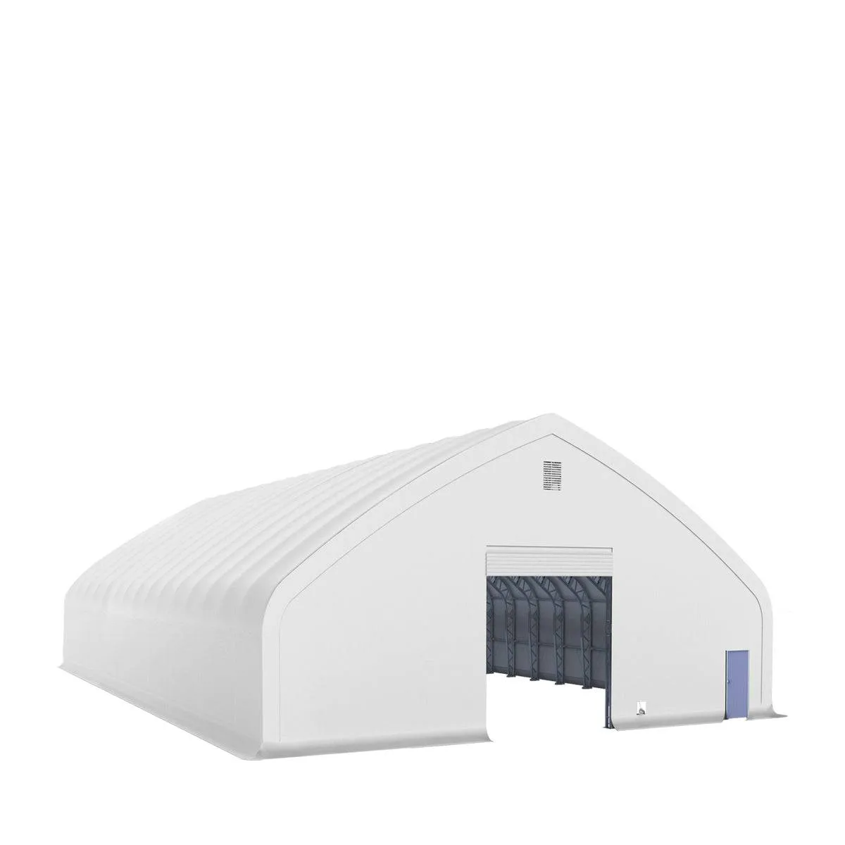 TMG Industrial Pro Series 70' x 100' Dual Truss Storage Shelter with Heavy Duty 32 oz PVC Cover & Drive Through Doors, TMG-DT70100-PRO