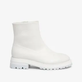 White women's leather ankle boot