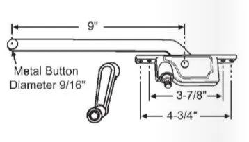 WRS 9" Left or Right Hand Single Arm Face Mounted Casement Operator and Handle Set - Aluminum